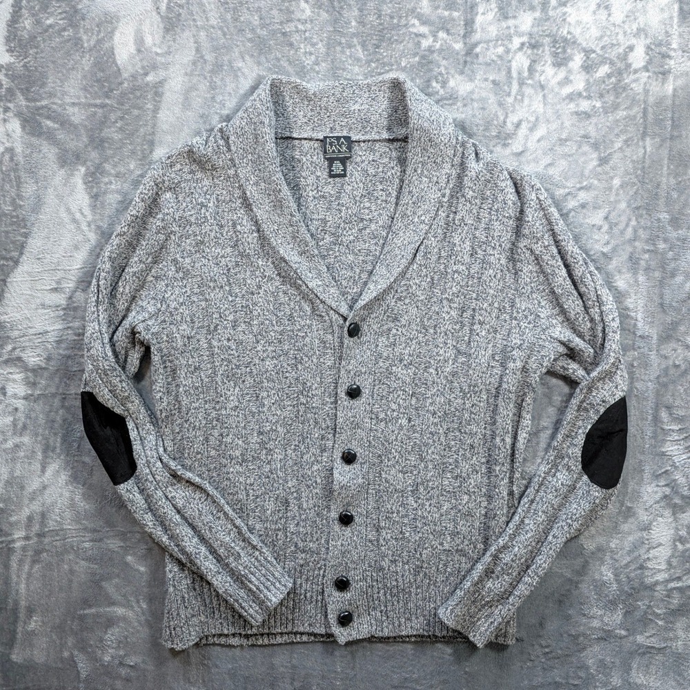 Jos A Bank Executive Collection Wool Blend Leather Elbow Patch Cardigan XXL